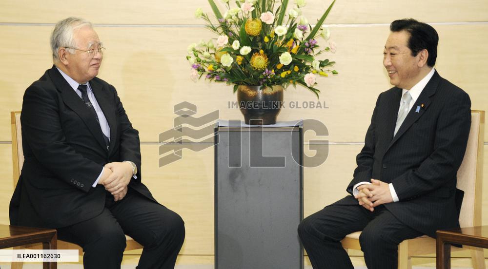 PM Noda, business leader Yonekura meet