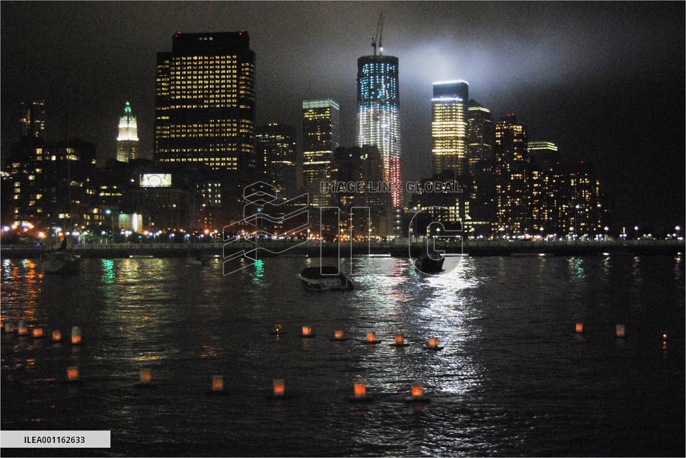 Lanterns released on Hudson River