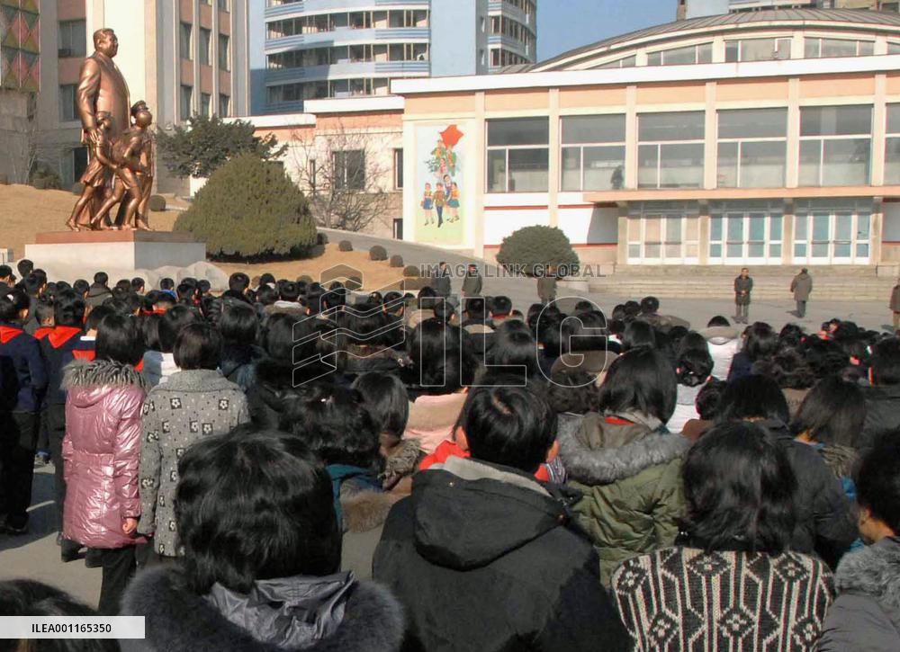 Citizens gather in Pyongyang
