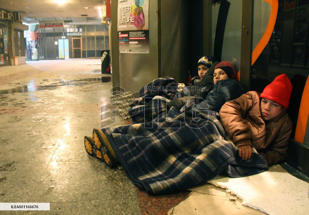 Homeless boys in Serbia