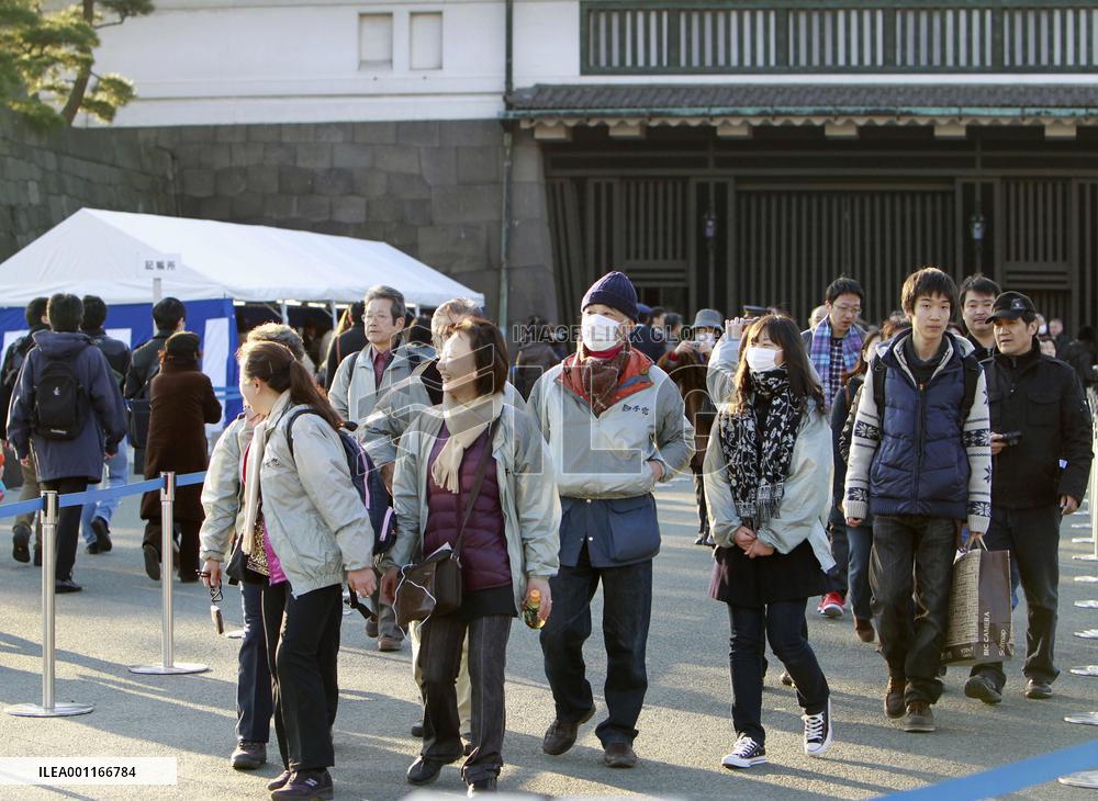 Well-wishers in front of Imperial Palace