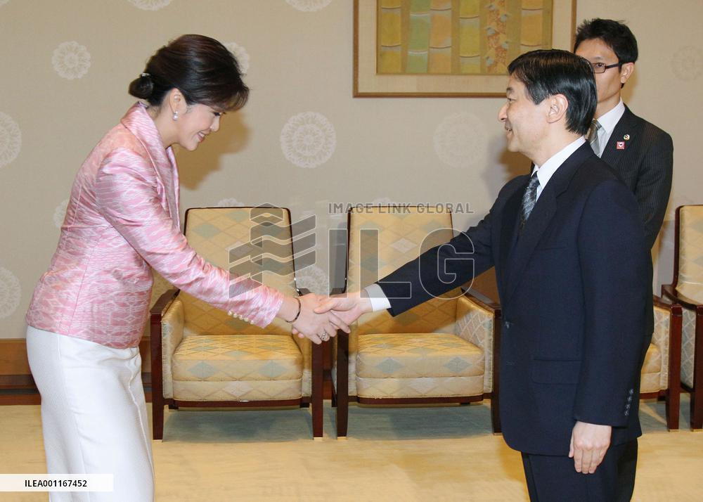 Yingluck meets crown prince in Japan