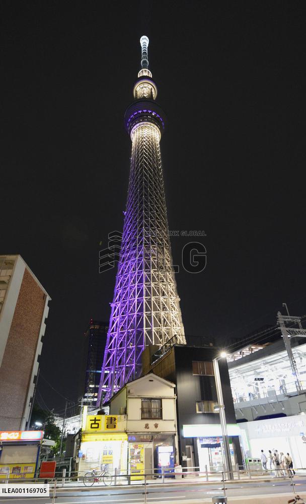 Tokyo Skytree illuminated before grand opening
