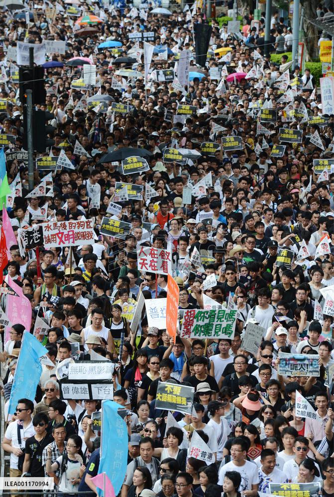 Protest marks H.K. handover anniversary