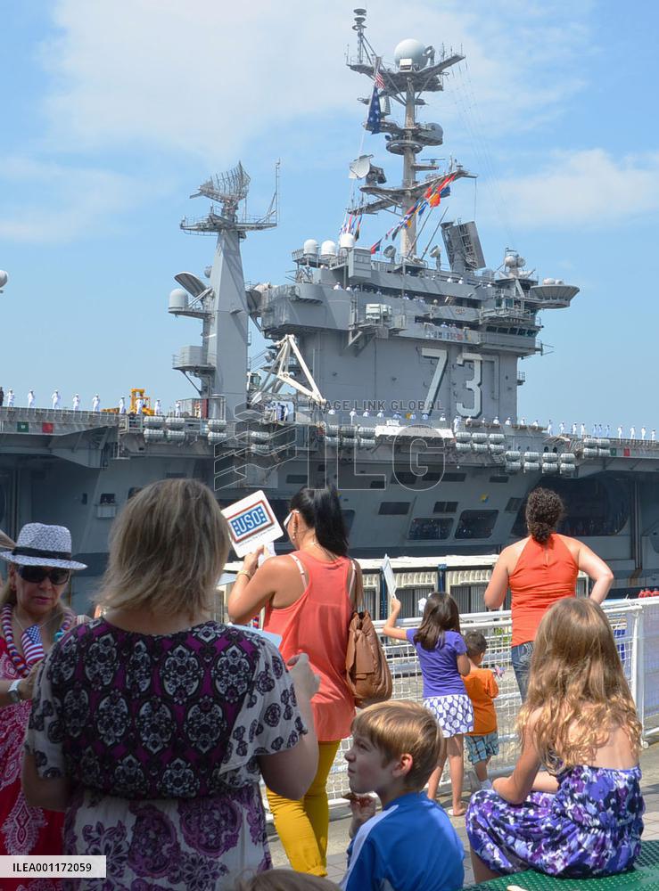 U.S. flattop George Washington returns to Yokosuka base