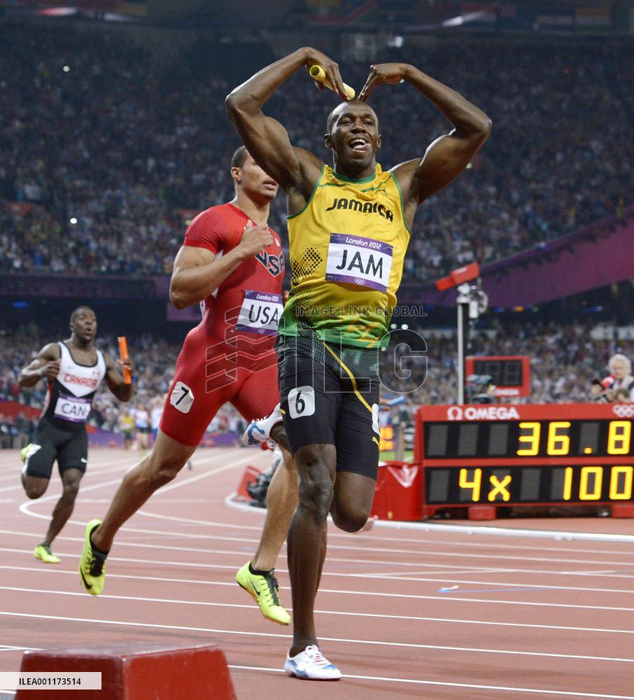 Jamaica wins gold in men's 4x100 meter relay