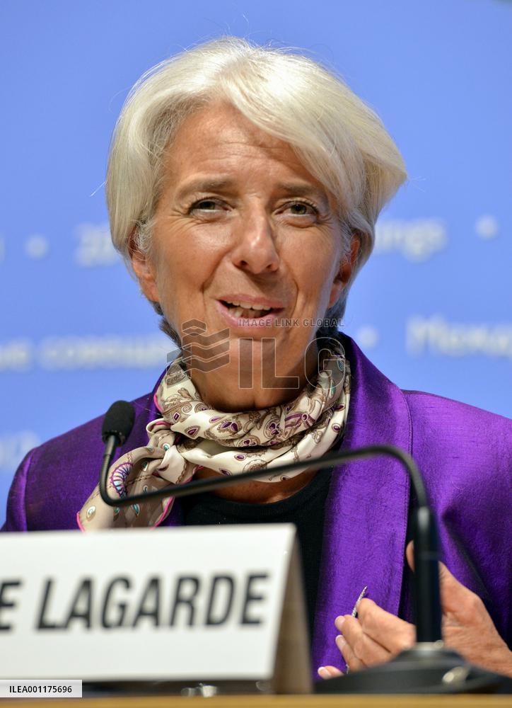 IMF chief Lagarde at press conference
