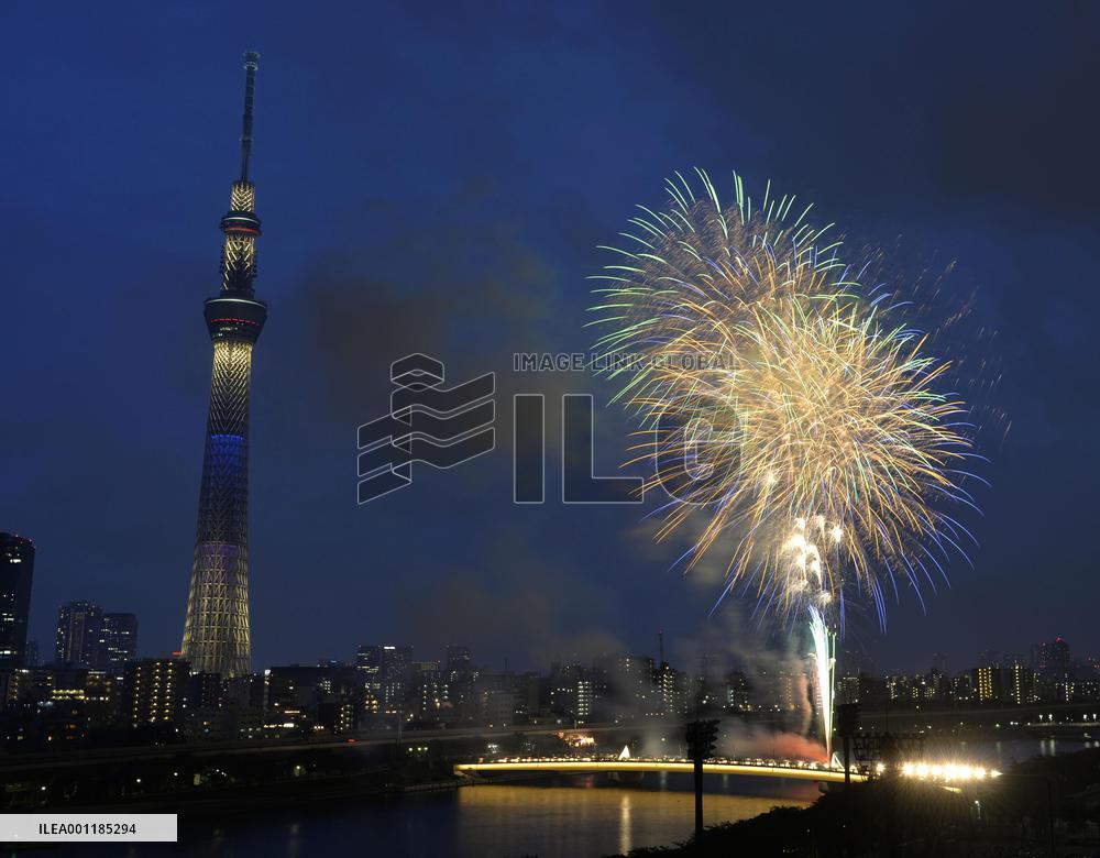 Fireworks over Sumida River