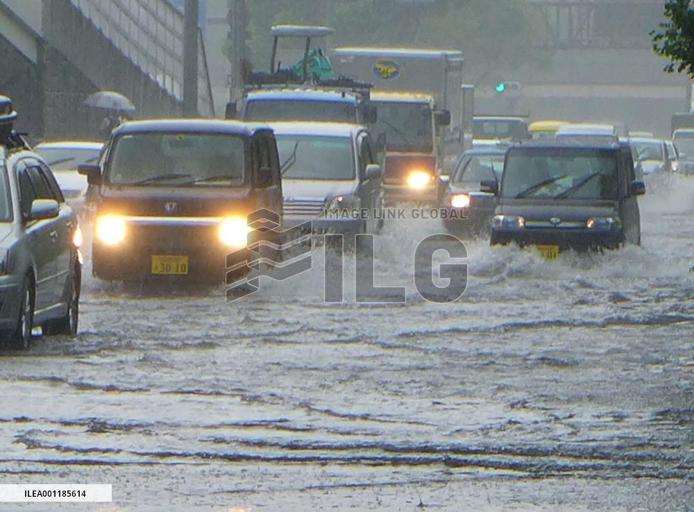 Heavy rain in central Japan