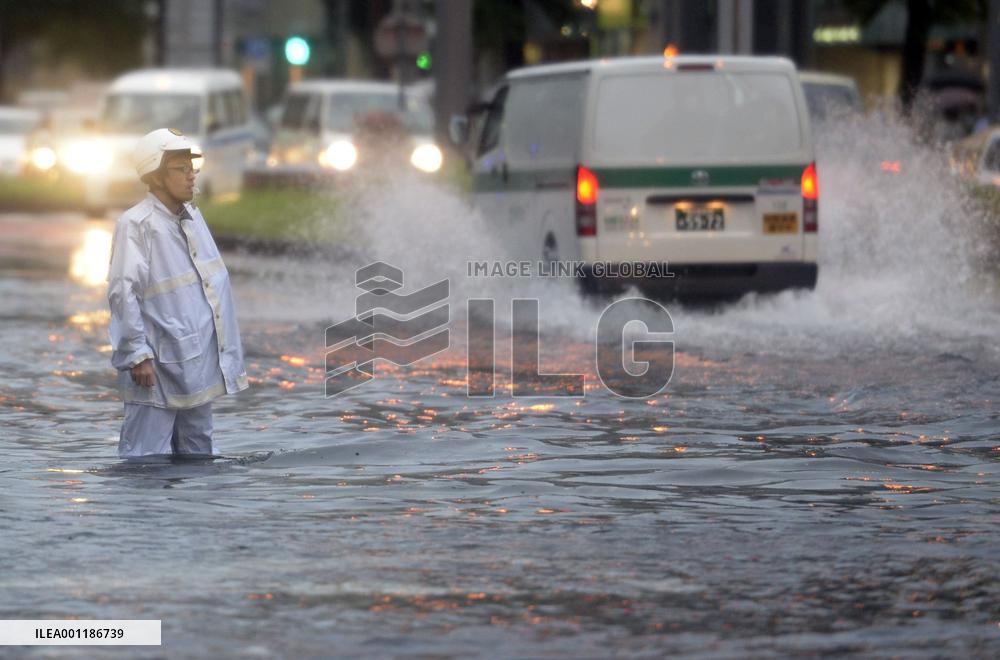 Heavy rain in central Japan