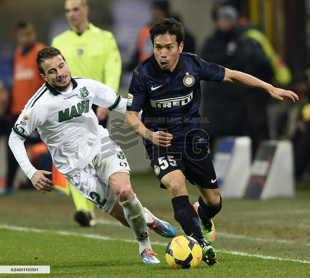 Inter Milan's Nagatomo in action against Sassuolo