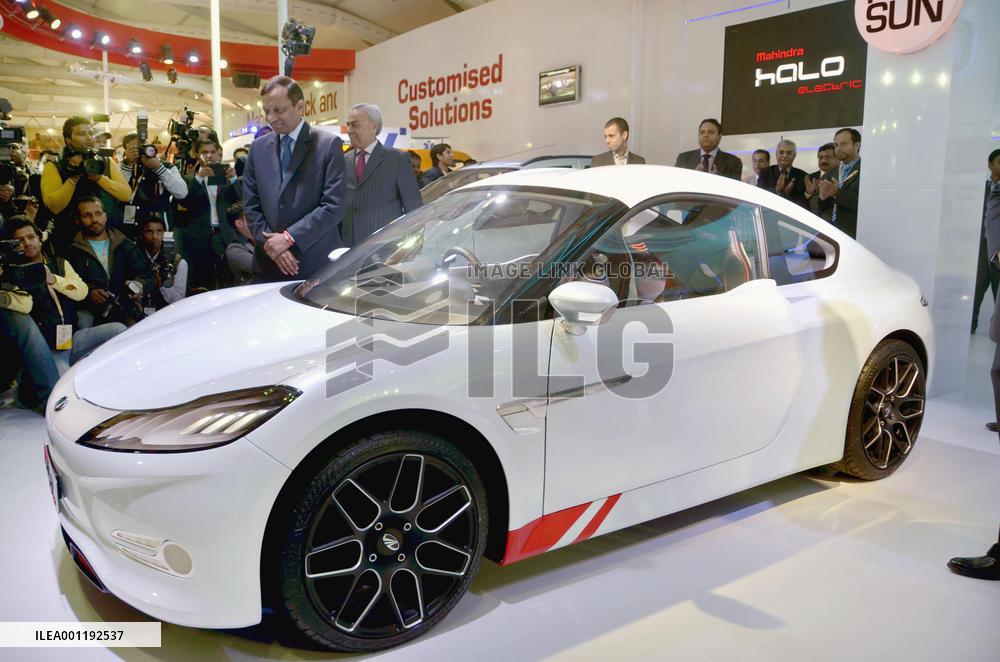 Indian carmaker exhibits electric car at motor show