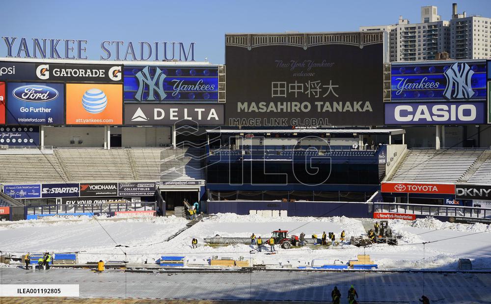 Tanaka's name on Yankee Stadium scoreboard