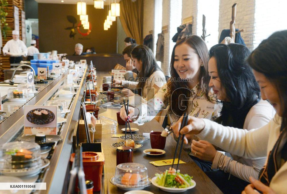 Conveyer-belt sushi bar in Mongolia