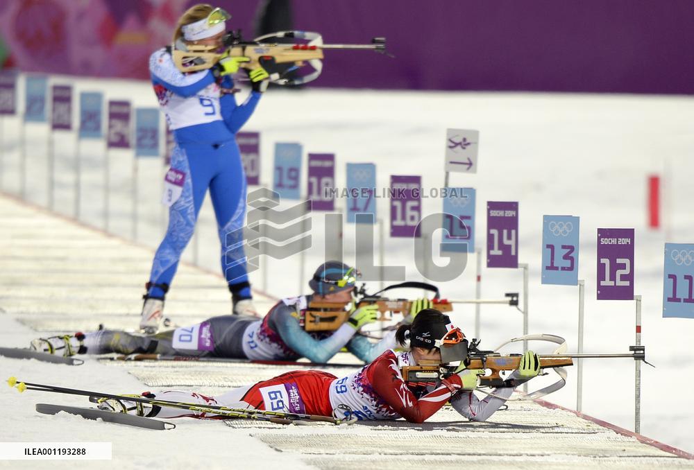 Japan's R. Suzuki in women's biathlon 15km