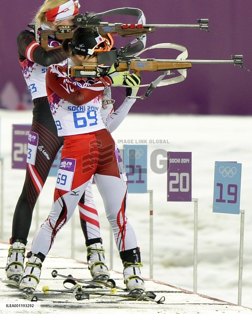 Japan's R. Suzuki in women's biathlon 15km