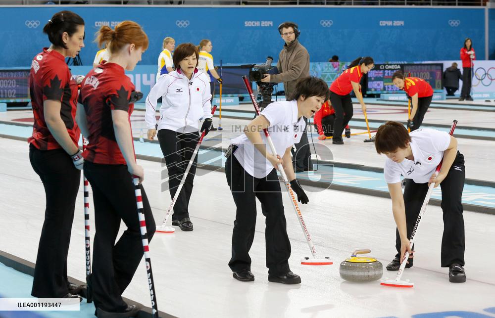 Japan against Canada in women's curling