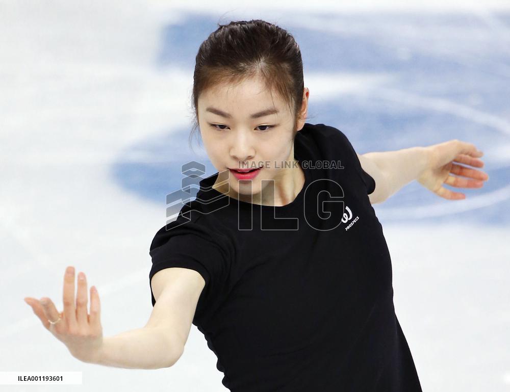 S. Korean figure skater Kim practices in Sochi