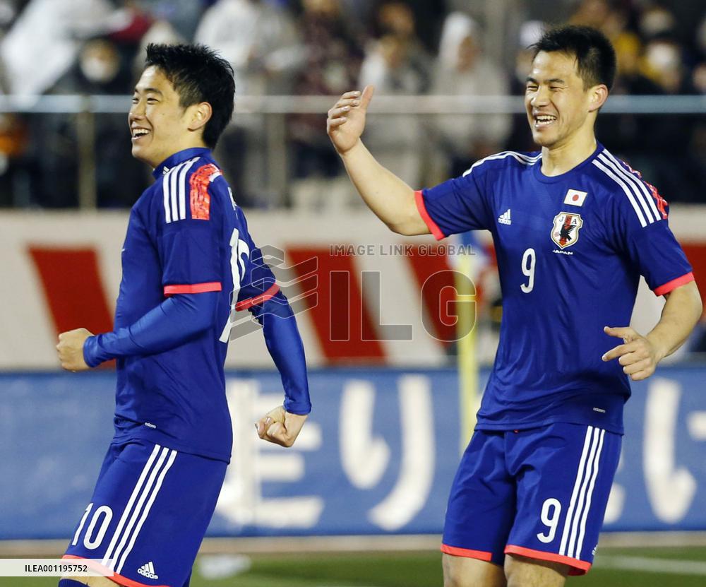 Japan's Kagawa smiles after scoring against New Zealand
