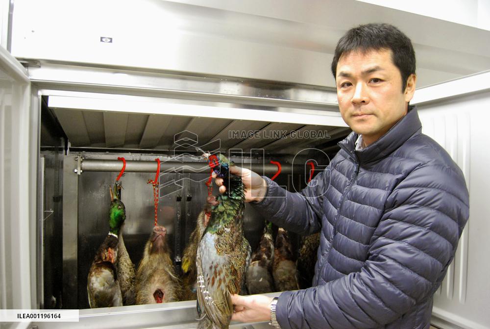 Hunter shows wild pheasant in Hiroshima
