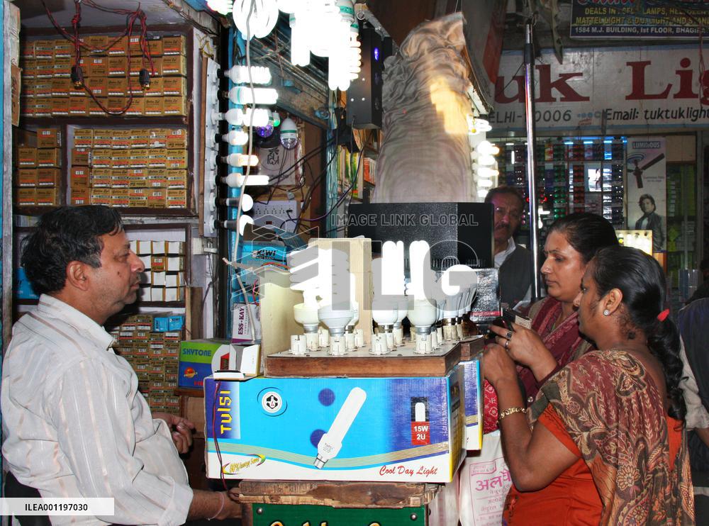 LED lamps sold at Old Delhi market