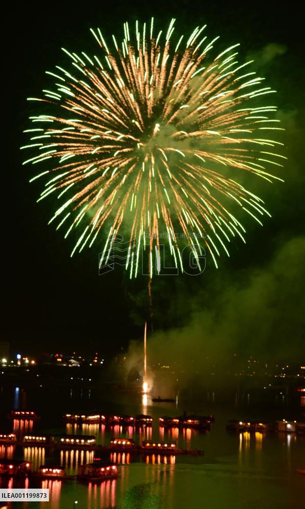 Fireworks mark start of 'ayu' Japanese trout fishing season