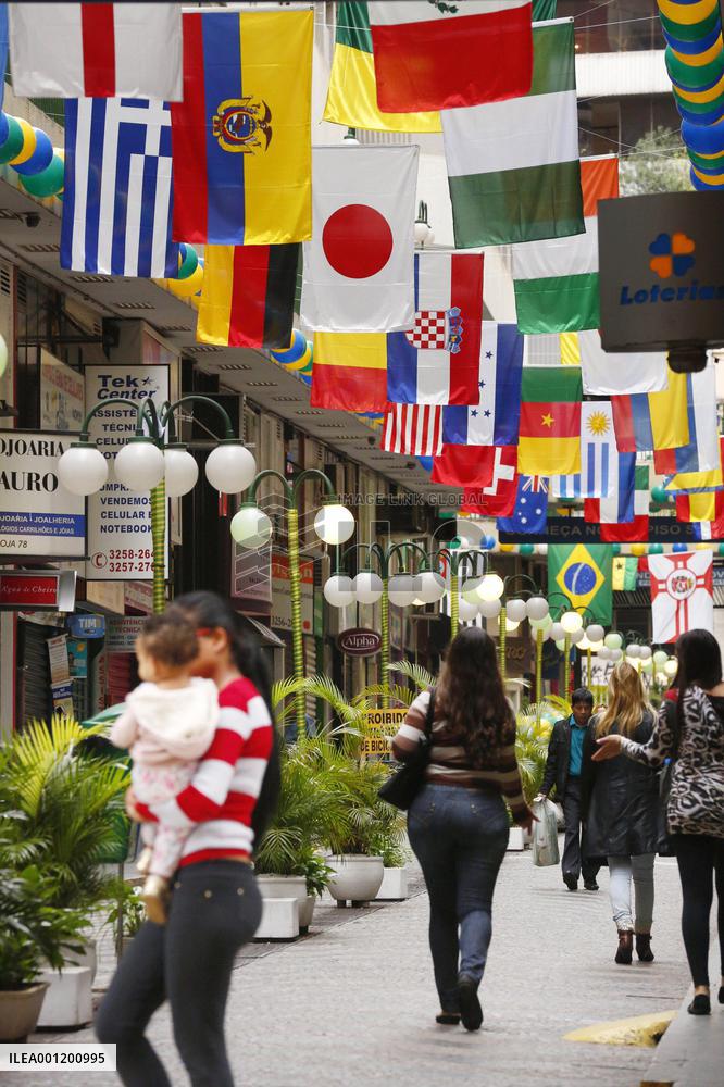 Sao Paulo street on eve of FIFA World Cup finals