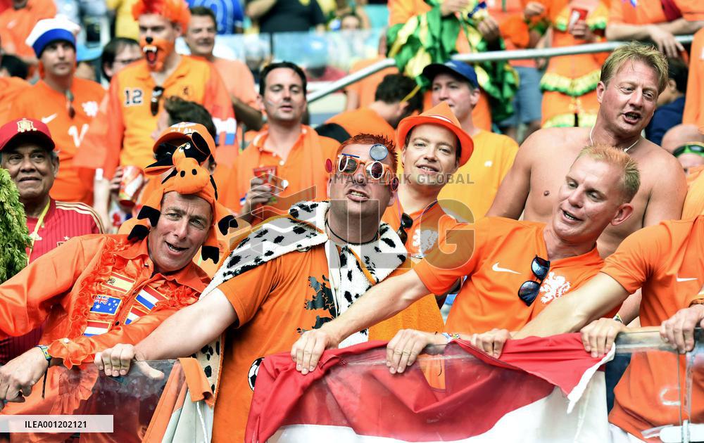 Supporters of Netherlands cheer at World Cup in Brazil