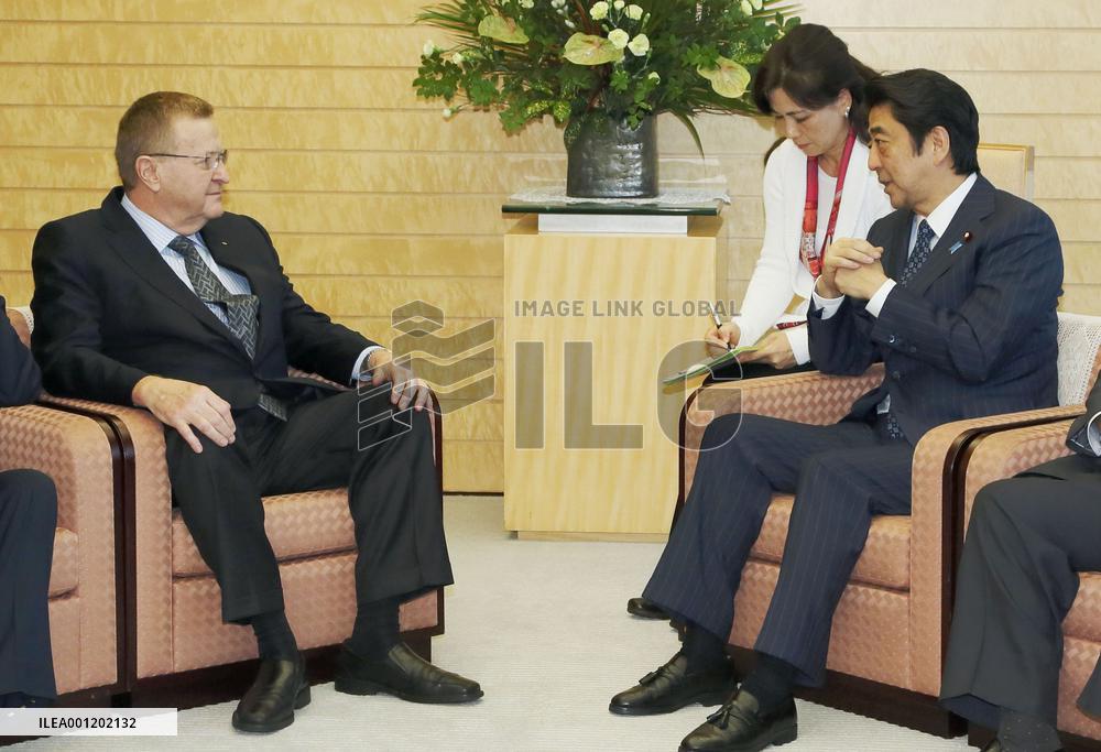 PM Abe meets IOC Coordination Commission chief Coates