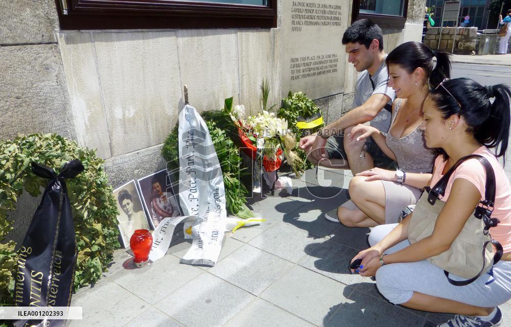 People visit assassination site of Archduke Ferdinand