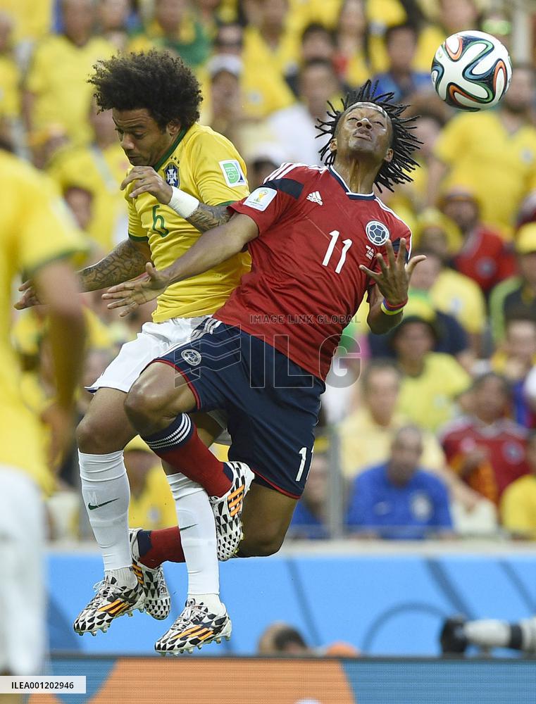 Brazil beat Colombia 2-1 in World Cup quarterfinal match