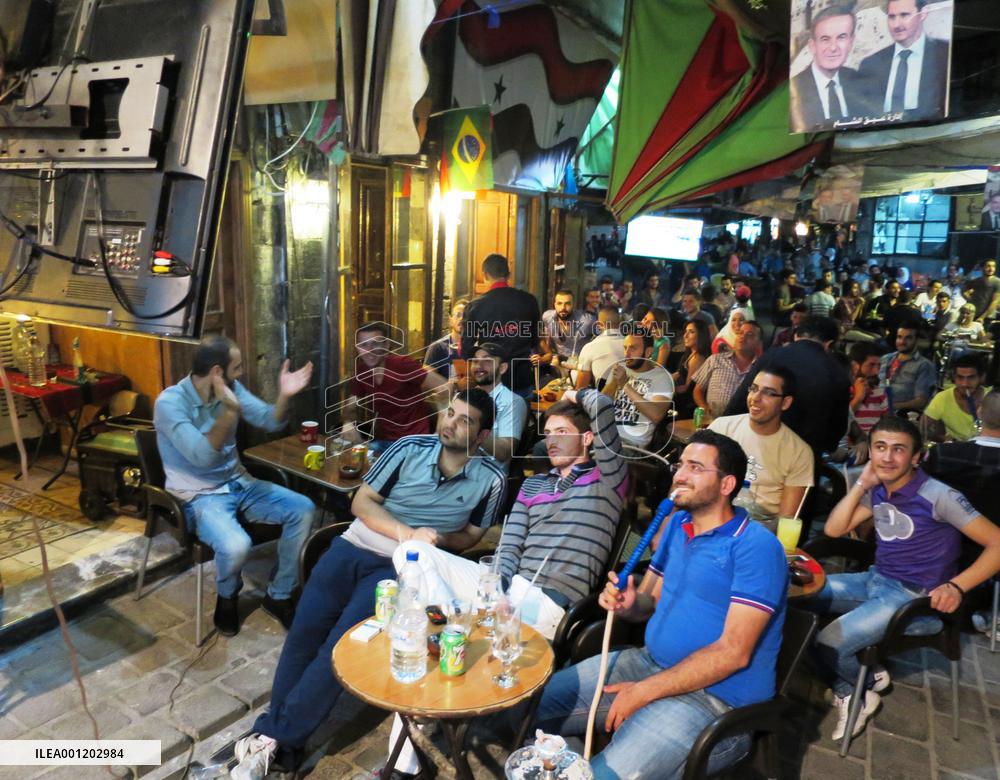 Syria citizens watch World Cup at coffee shop