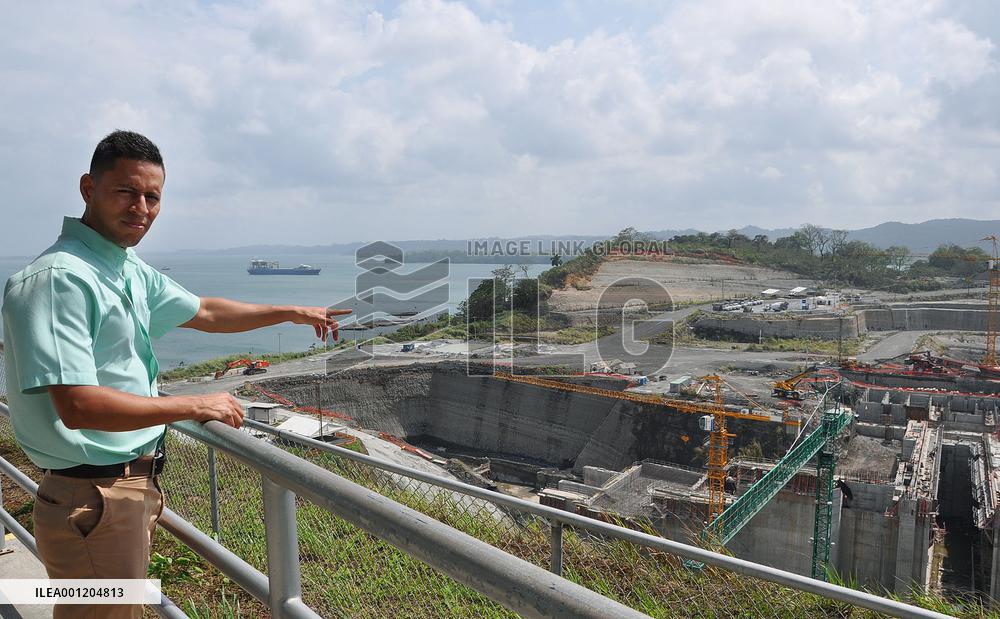 Panama Canal official shows construction site