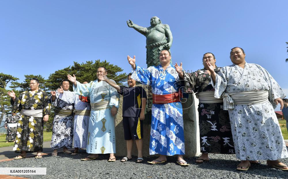 Sumo wrestlers donate 'dohyo' ring to tsunami-hit town
