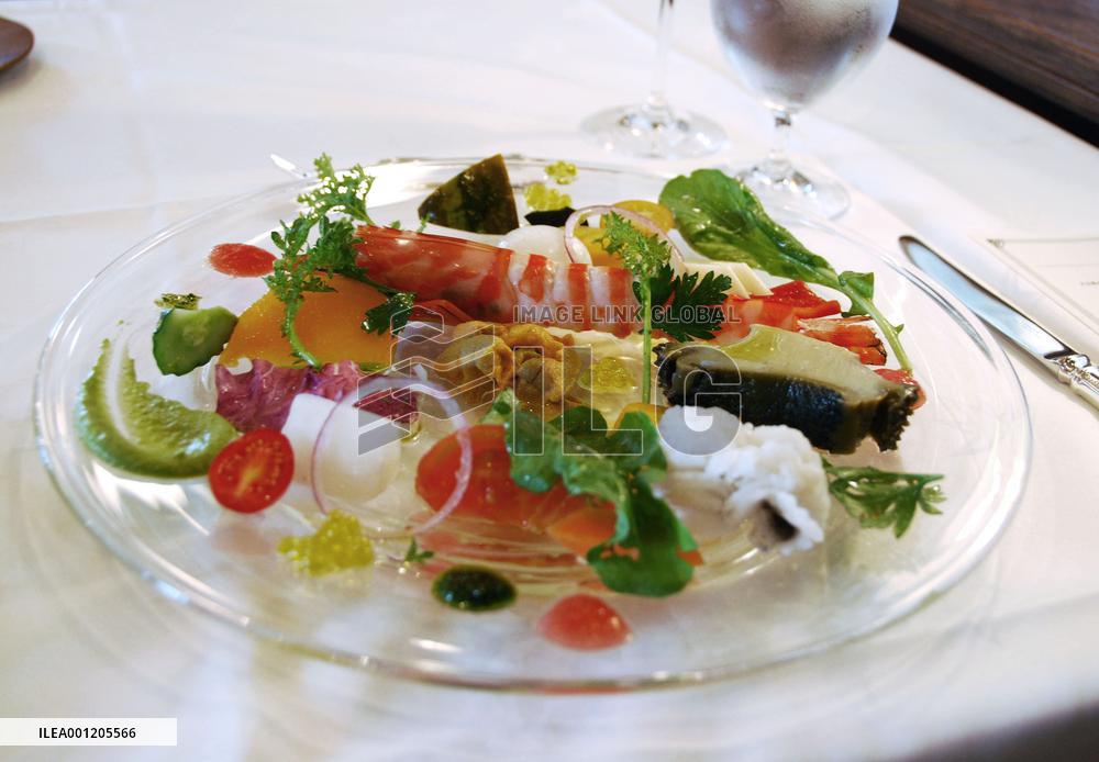 Example of French cuisine for Seven Stars train in Kyushu