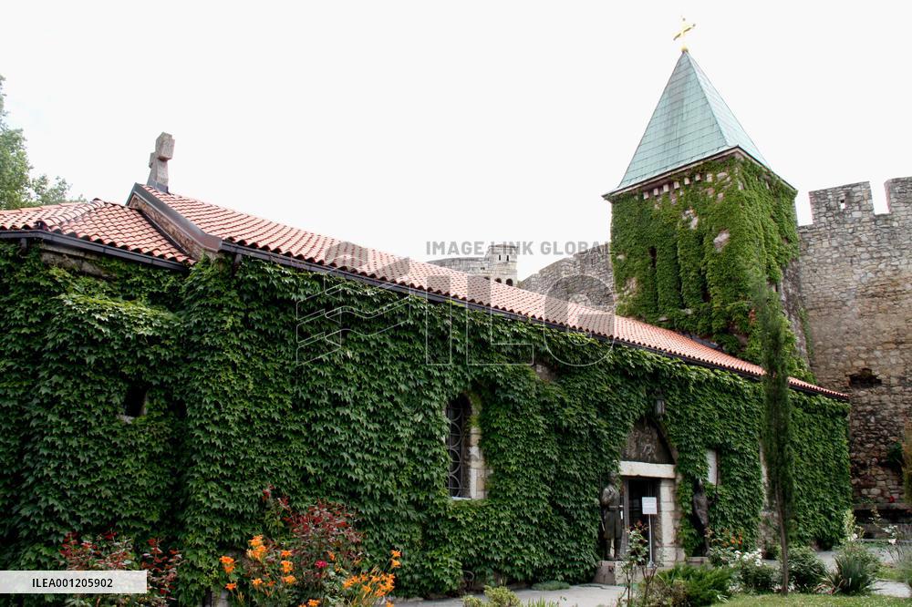 Serbian church has chandeliers made of weapons parts