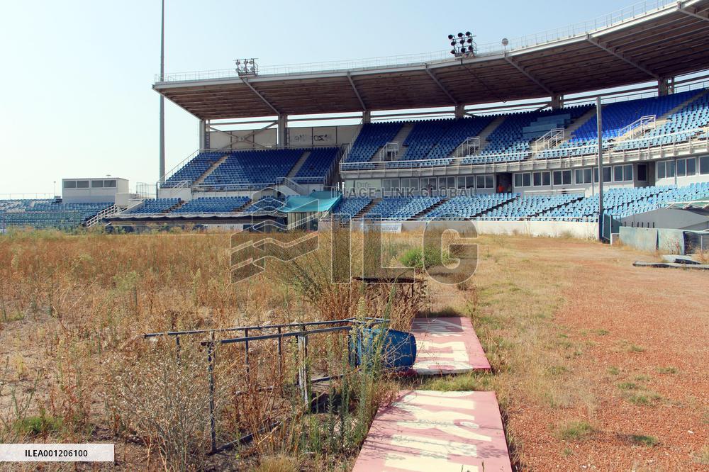 Athens Olympic baseball park covered with weeds