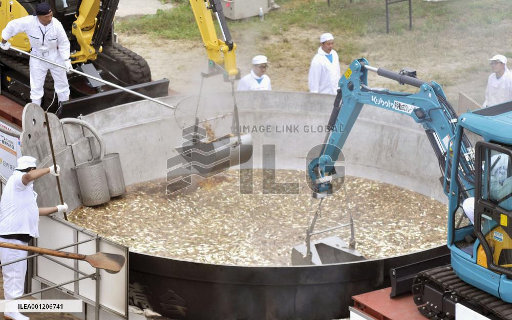 Taro soup in giant pot served at northern Japan festa