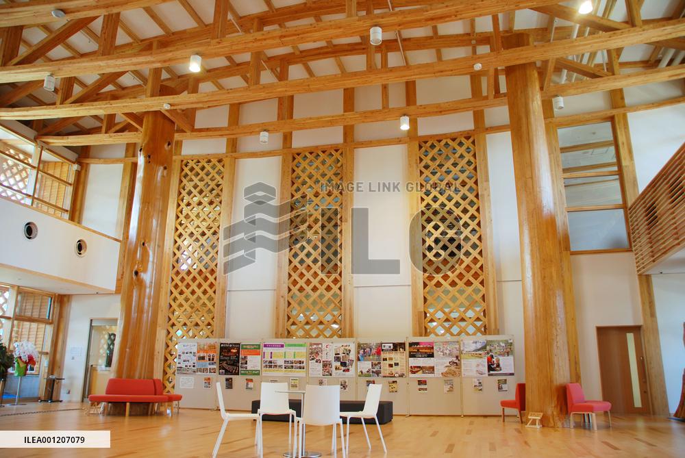 Inside of all-wood town building in Iwate Pref.