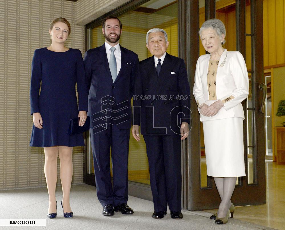 Emperor, empress meet Luxembourg's crown prince, princess