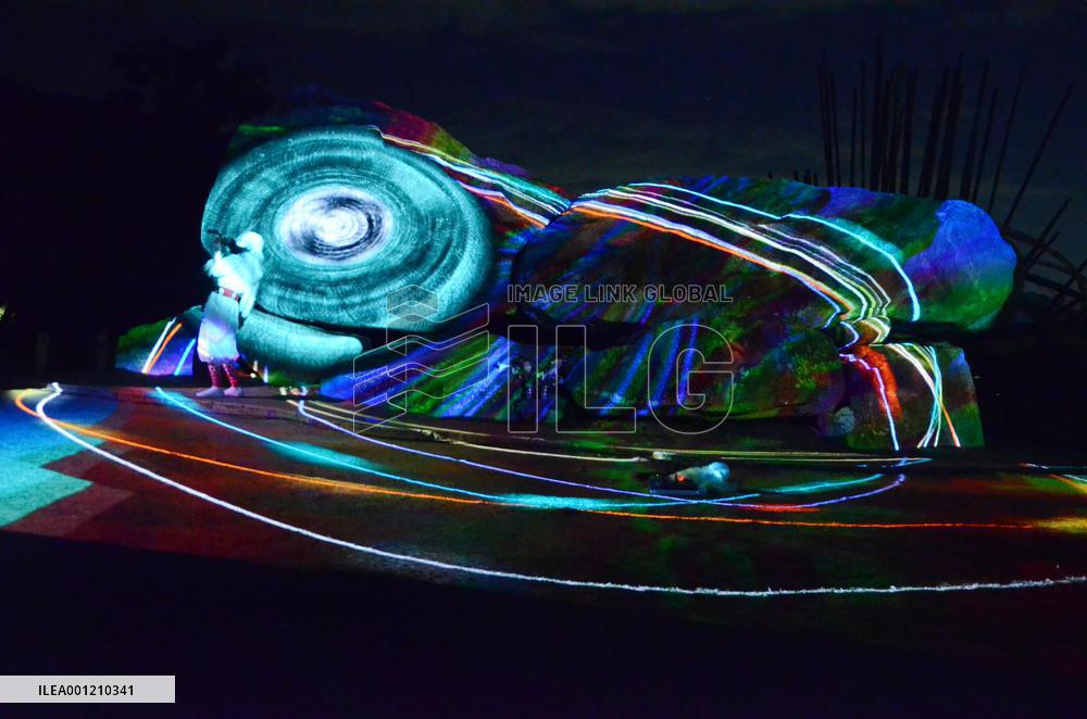 3D image of planet projected on tumulus in west Japan