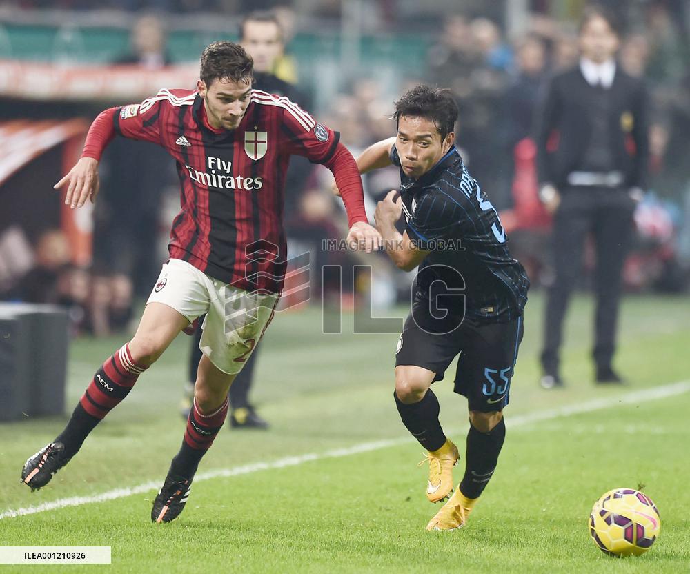 Inter Milan's Nagatomo in action in Milan derby