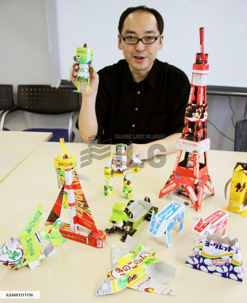 Package craftwork artist shows off products