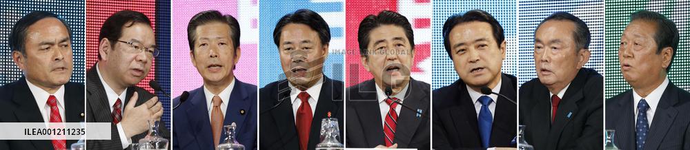 Leaders of Japan's political parties debate on Internet