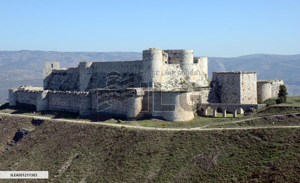 Desolate Crusader castle Crac des Chevaliers in Syria