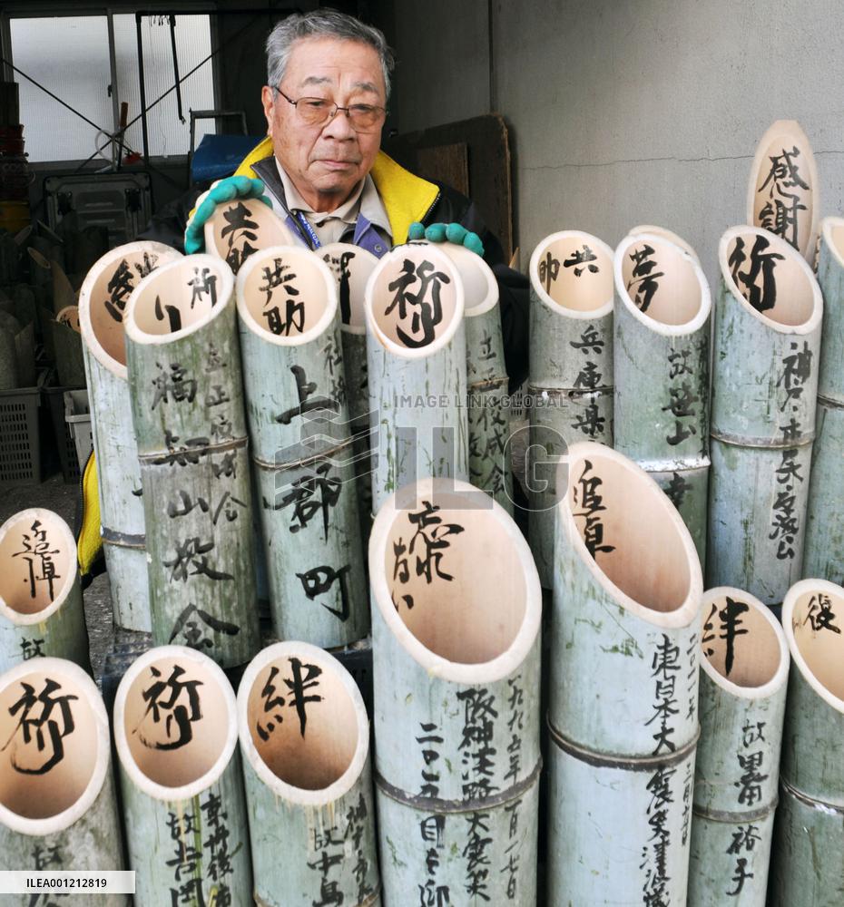Lanterns with messages for Hanshin quake's 20th anniv.