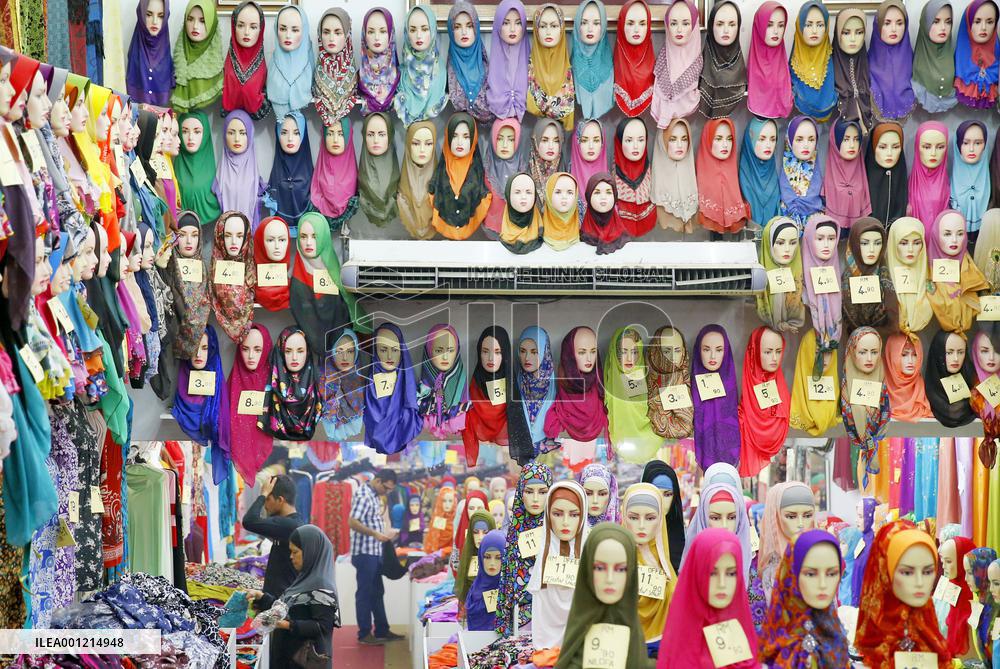 Colorful scarves sold at Malaysian store