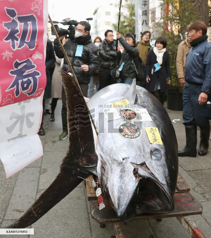 Tsukiji fish market holds final New Year auction
