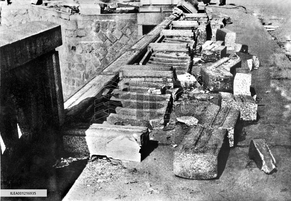 Hiroshima in ruins after U.S. atomic bombing