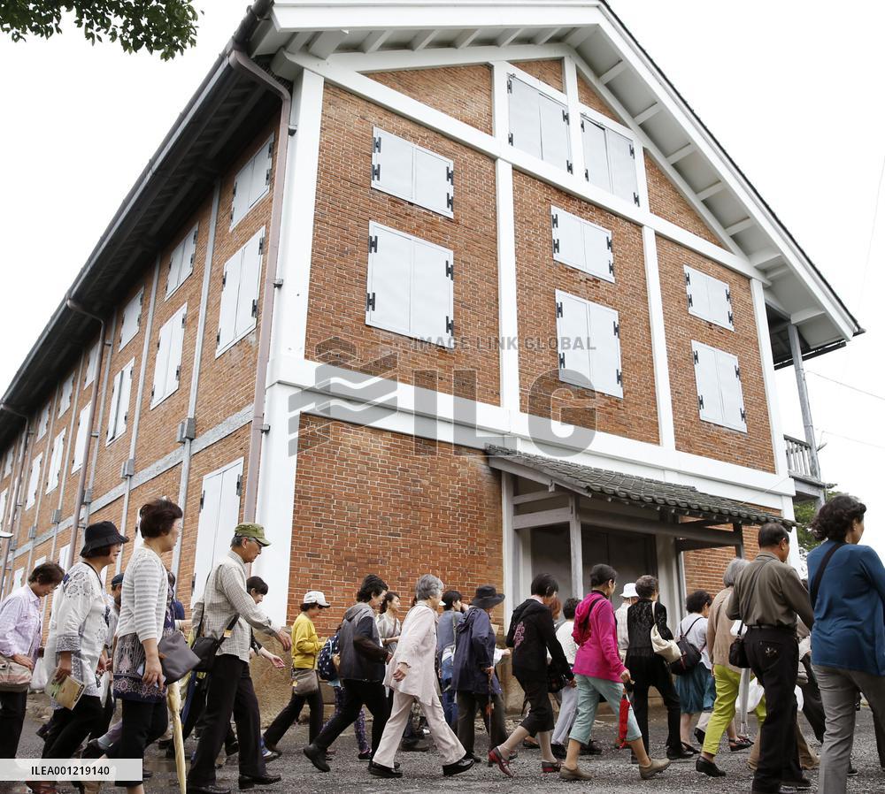 Tourists visit Tomioka Silk Mill in Gunma Pref.